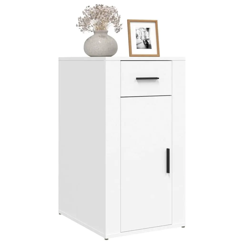 Desk Cabinet White Engineered Wood 40W x 49D x 75H cm Storage Organizer