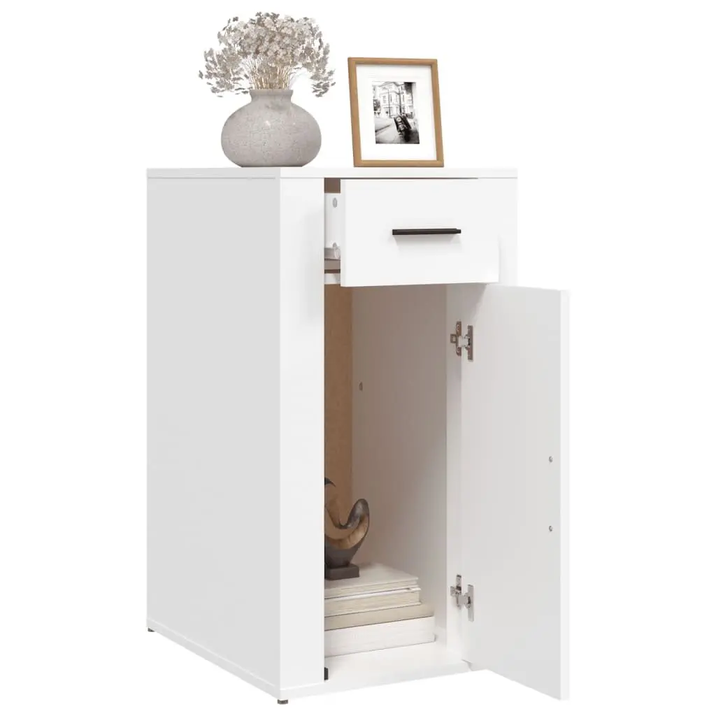 Desk Cabinet White Engineered Wood 40W x 49D x 75H cm Storage Organizer