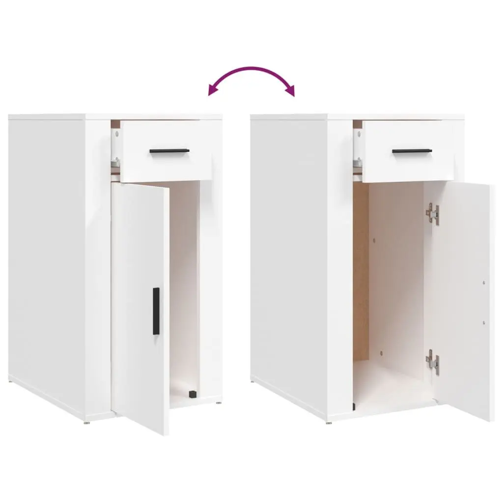 Desk Cabinet White Engineered Wood 40W x 49D x 75H cm Storage Organizer