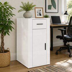 High Gloss White Desk Cabinet for Stylish Storage