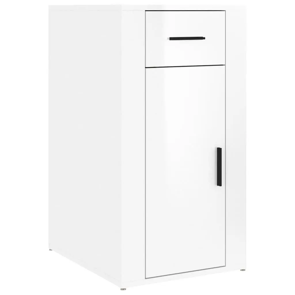 Desk Cabinet High Gloss White Office Storage Unit 1 Drawer 1 Door 40x49x75cm