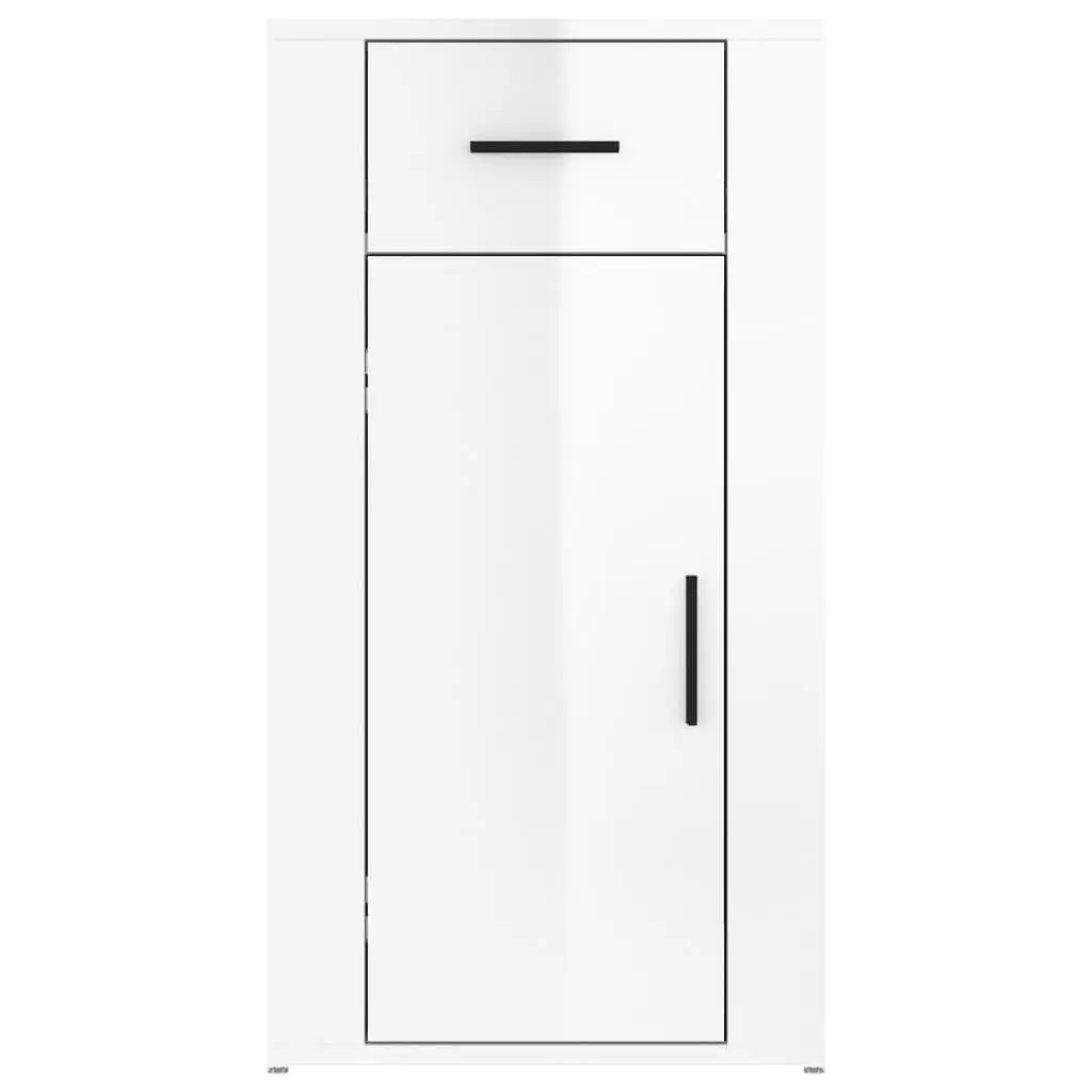 Desk Cabinet High Gloss White Office Storage Unit 1 Drawer 1 Door 40x49x75cm