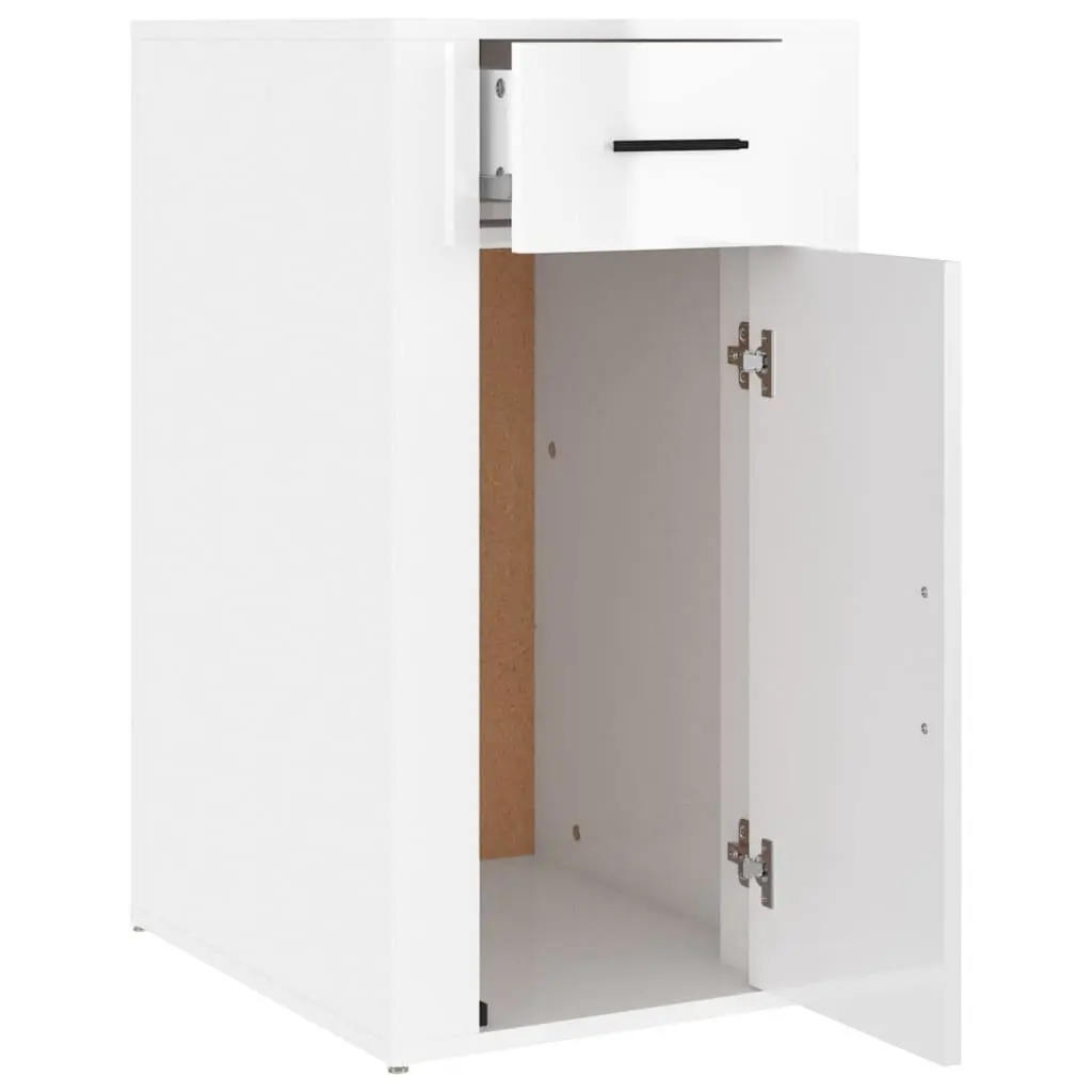 Desk Cabinet High Gloss White Office Storage Unit 1 Drawer 1 Door 40x49x75cm