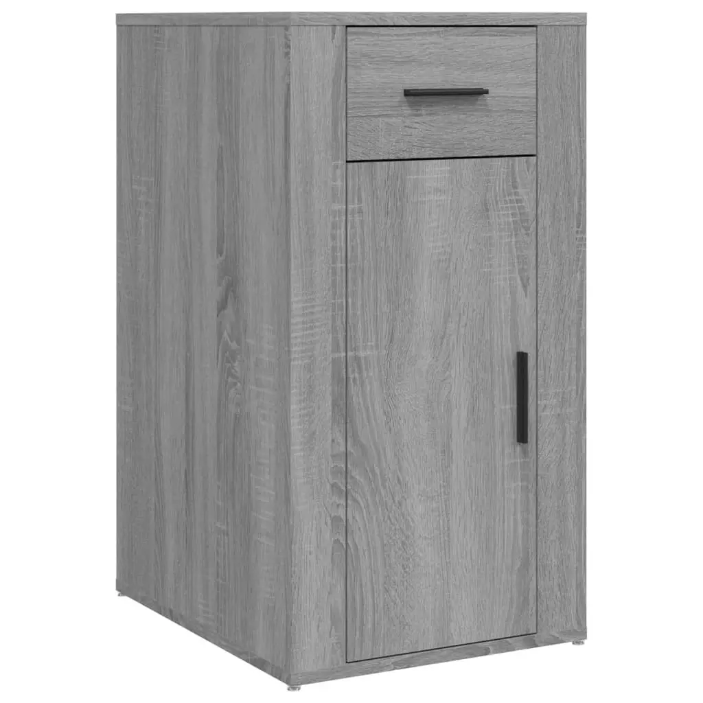 Grey Engineered Wood Desk Cabinet with Drawer and Door