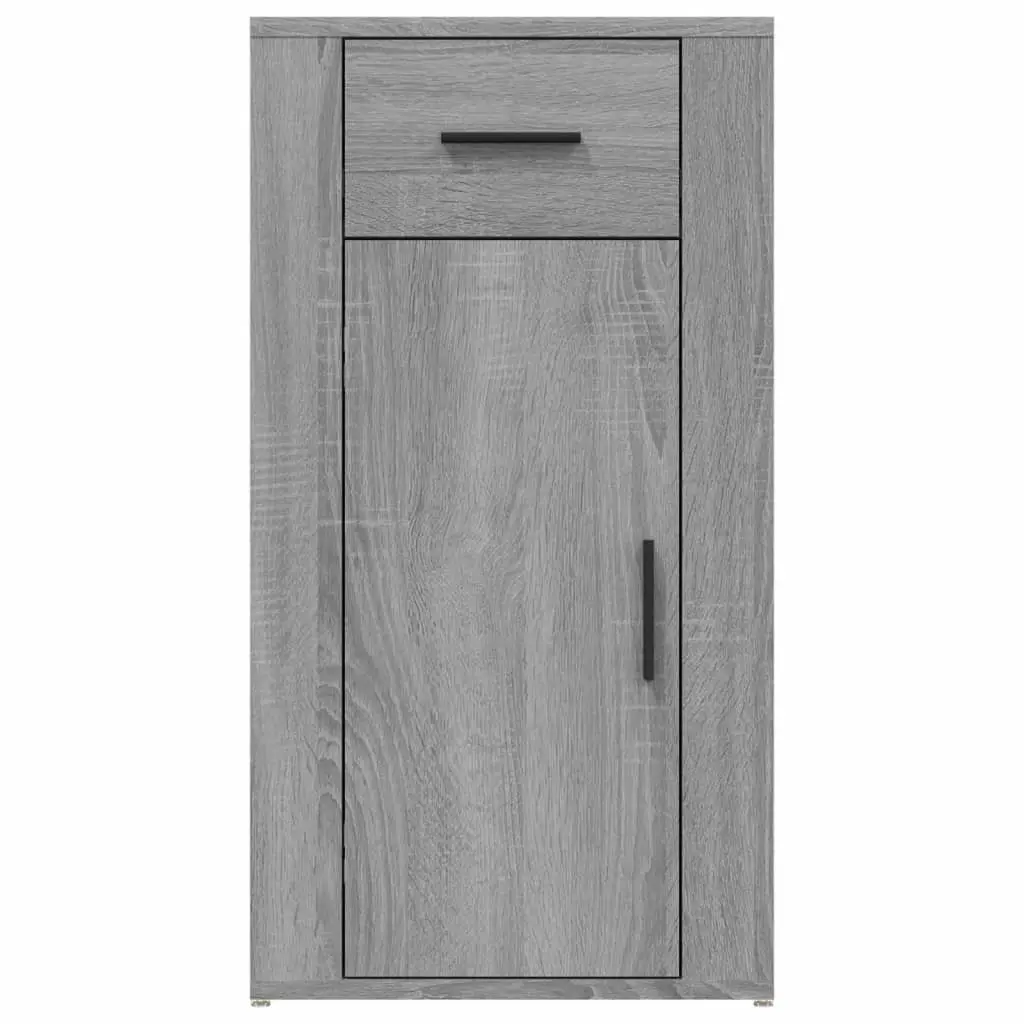 Grey Engineered Wood Desk Cabinet with Drawer and Door