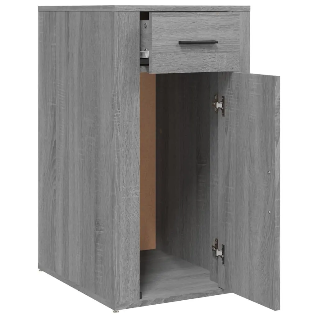 Grey Engineered Wood Desk Cabinet with Drawer and Door