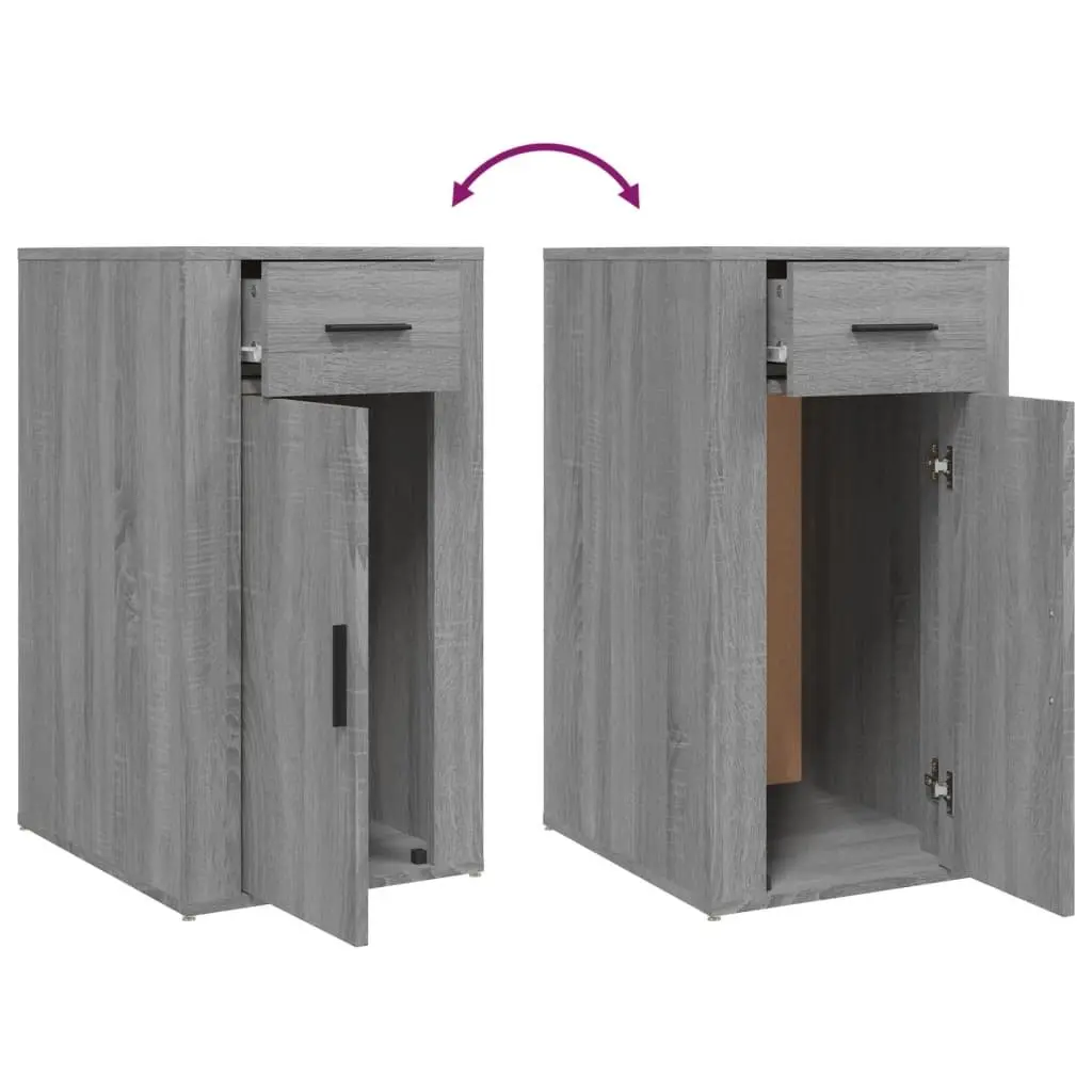 Grey Engineered Wood Desk Cabinet with Drawer and Door