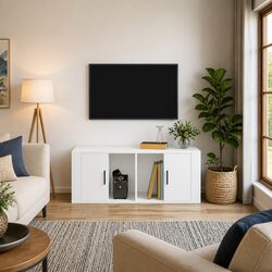 White Engineered Wood TV Cabinet 100x35x40 cm