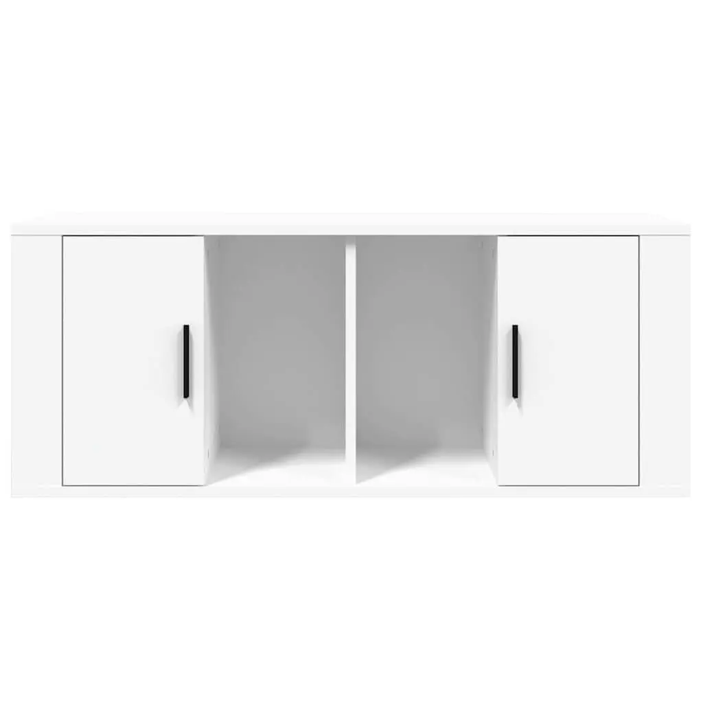 TV Cabinet White 100x35x40 cm Engineered Wood Media Storage Unit with Doors