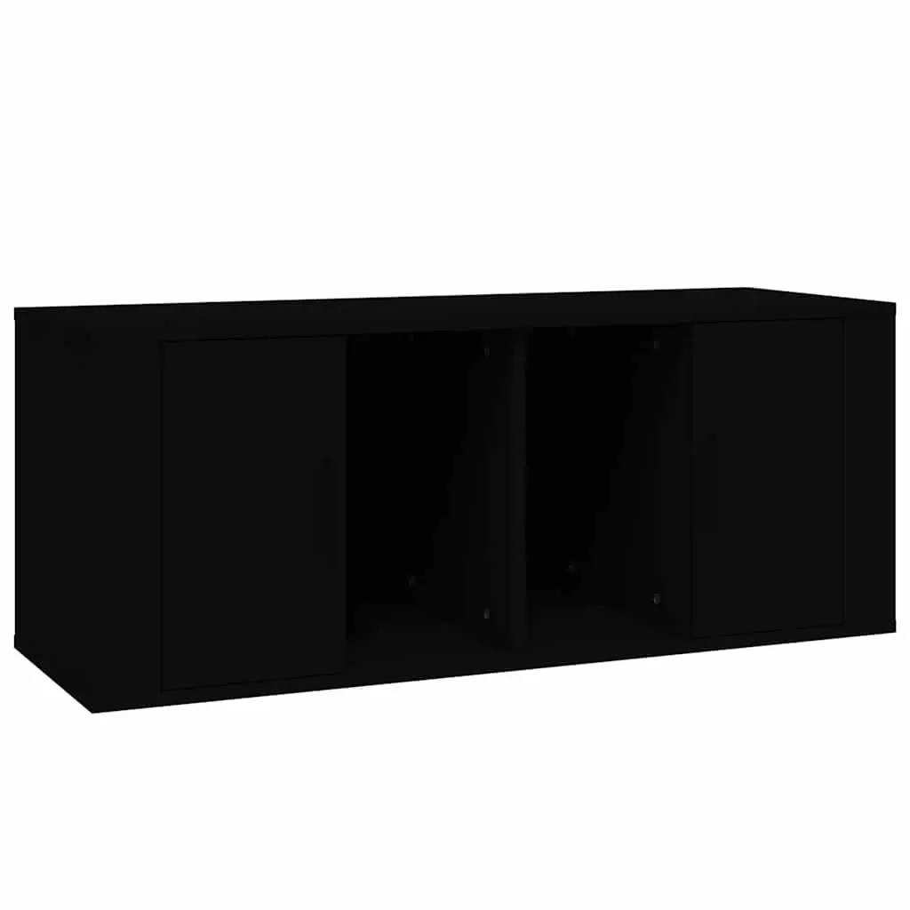 TV Cabinet Black 100x35x40 cm Engineered Wood Media Storage Unit with Doors and Compartments