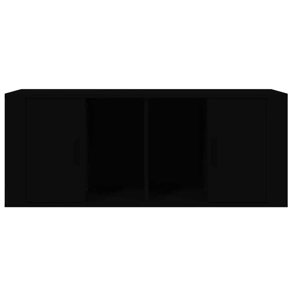 TV Cabinet Black 100x35x40 cm Engineered Wood Media Storage Unit with Doors and Compartments