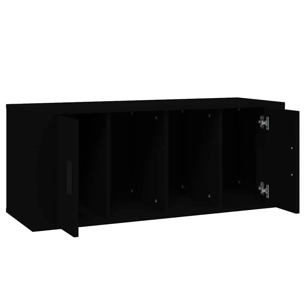 TV Cabinet Black 100x35x40 cm Engineered Wood Media Storage Unit with Doors and Compartments