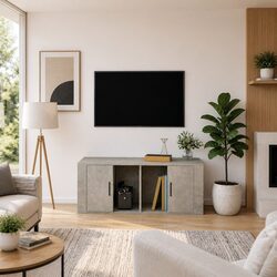 Grey Engineered Wood TV Cabinet for Cozy Living Spaces