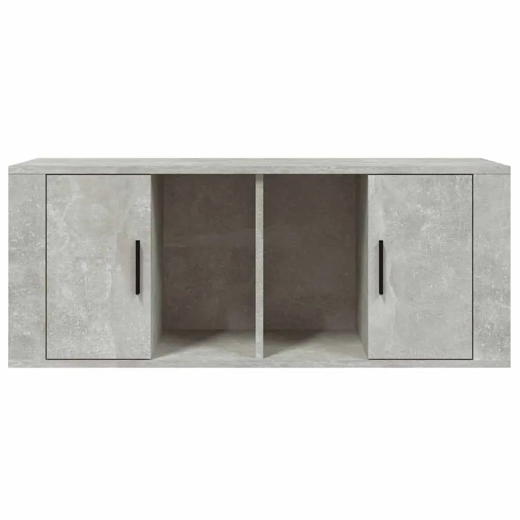 TV Cabinet Grey Engineered Wood 100x35x40cm Media Unit Storage Compartments