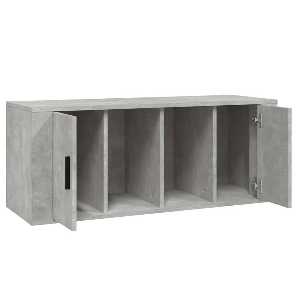 TV Cabinet Grey Engineered Wood 100x35x40cm Media Unit Storage Compartments