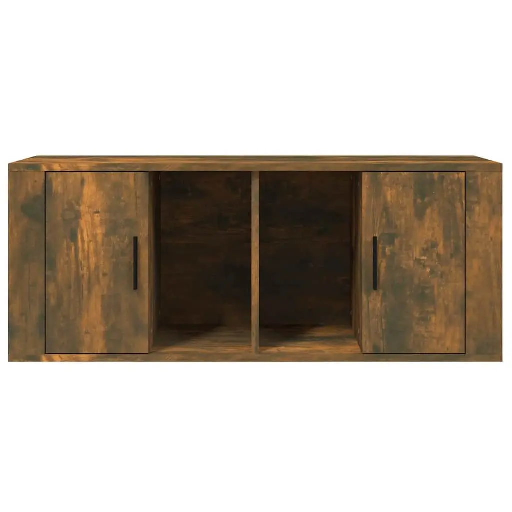 Engineered Wood TV Stand Brown Media Storage Unit 100x35x40cm with Door and 4 Compartments