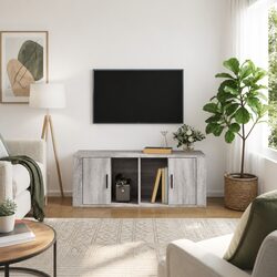Grey TV Cabinet 100x35x40 cm for Living Room Storage