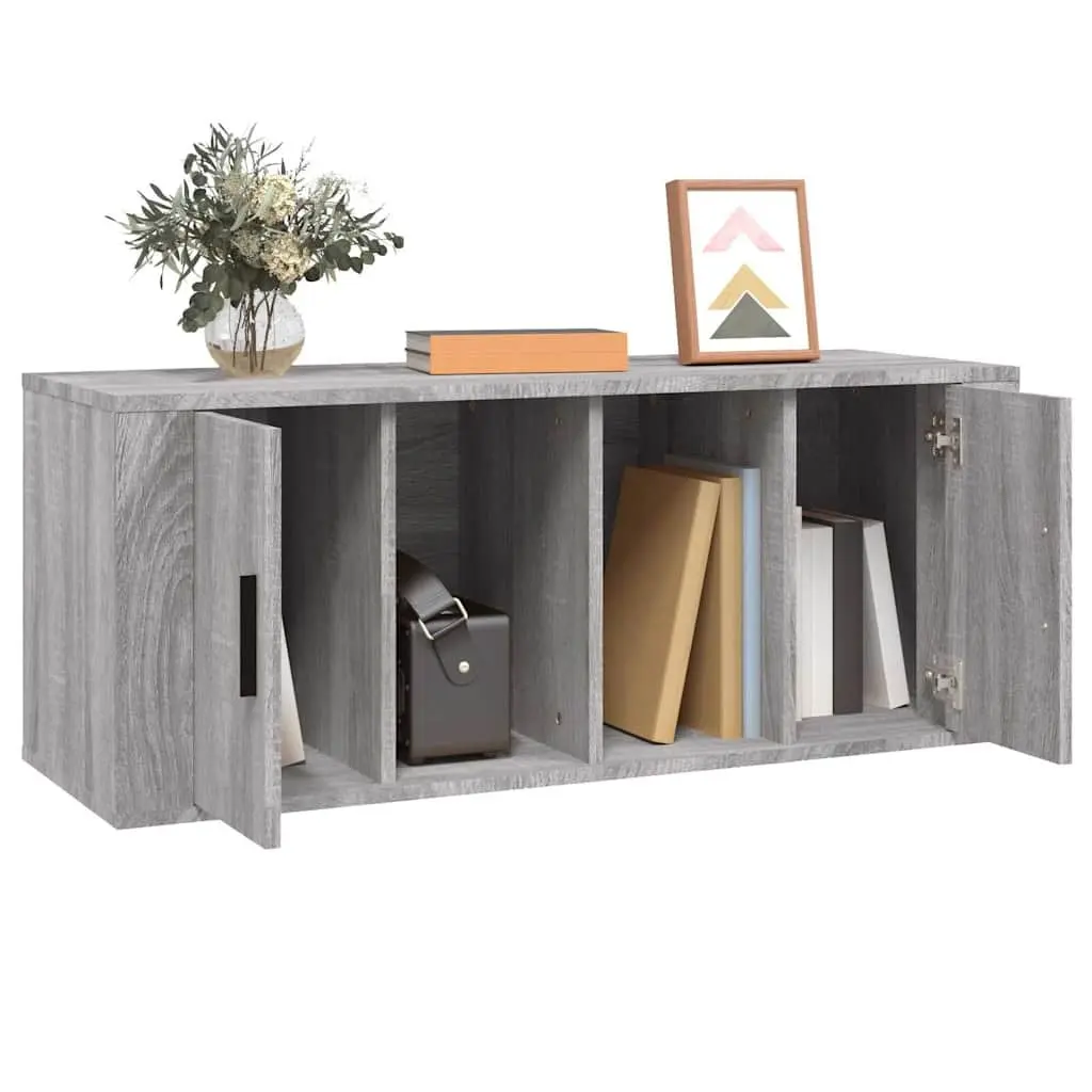 TV Cabinet Grey 100x35x40 cm Engineered Wood Media Storage Unit Living Room Furniture