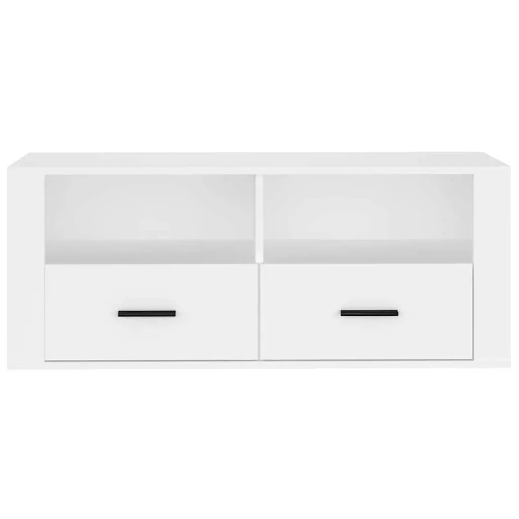 TV Cabinet White 100x35x40 cm Engineered Wood Media Storage Unit with Drawers and Compartments