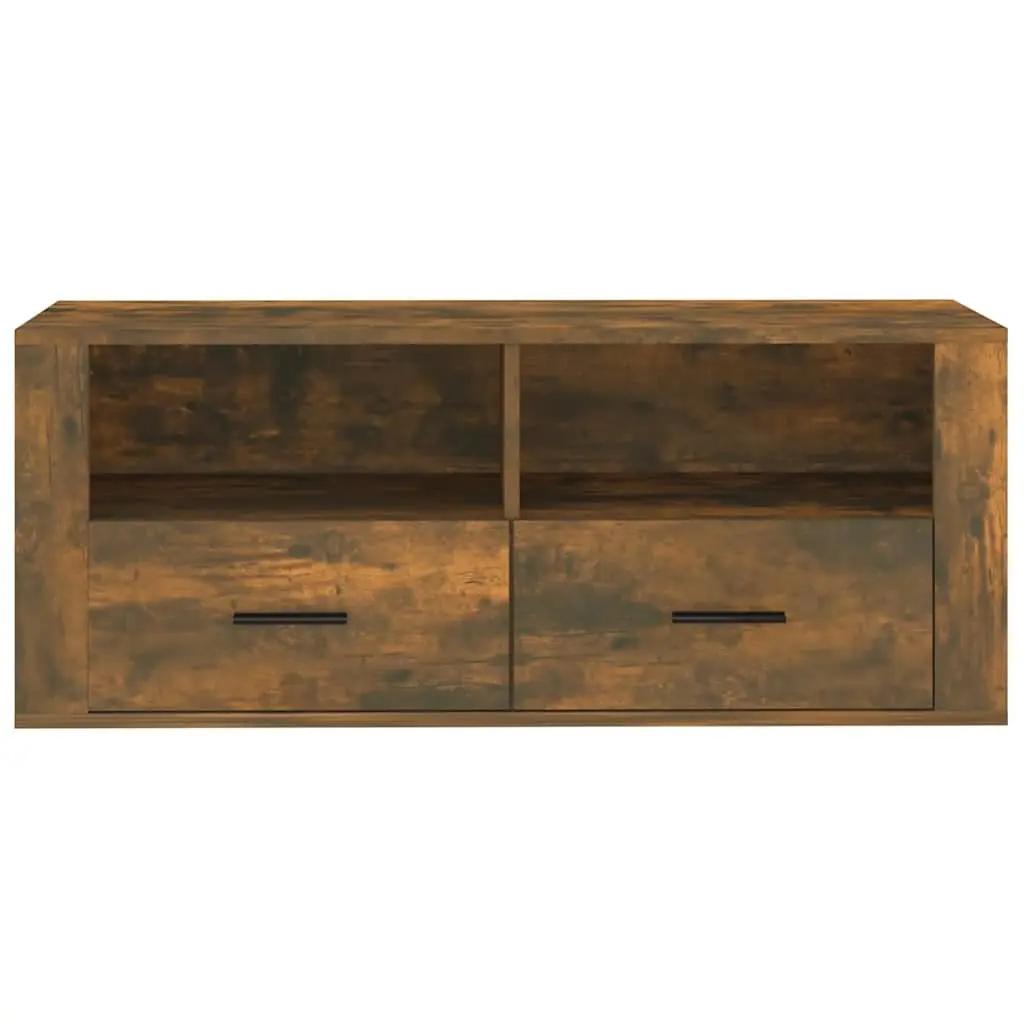 TV Cabinet Smoked Oak Media Storage Unit 100cm Engineered Wood