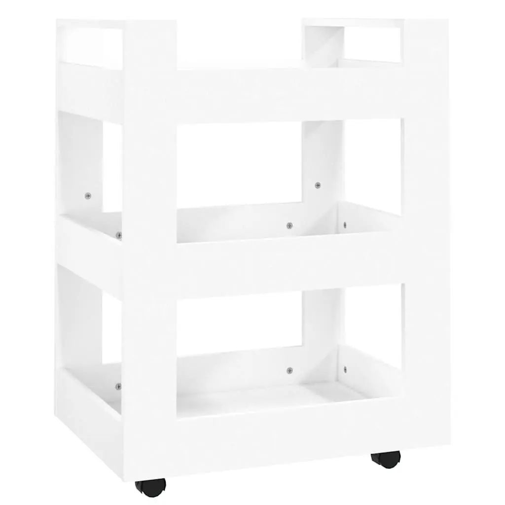 Kitchen Cart Engineered Wood 3-Shelf White Mobile Trolley 60x45x80 cm