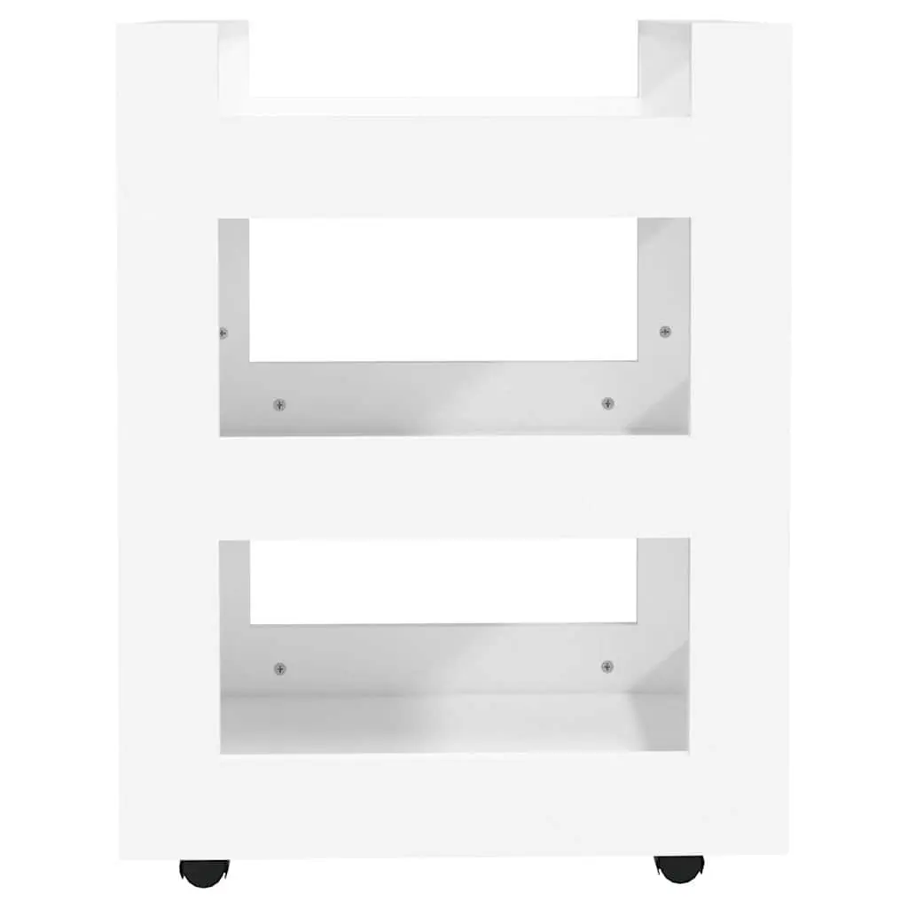 Kitchen Cart Engineered Wood 3-Shelf White Mobile Trolley 60x45x80 cm