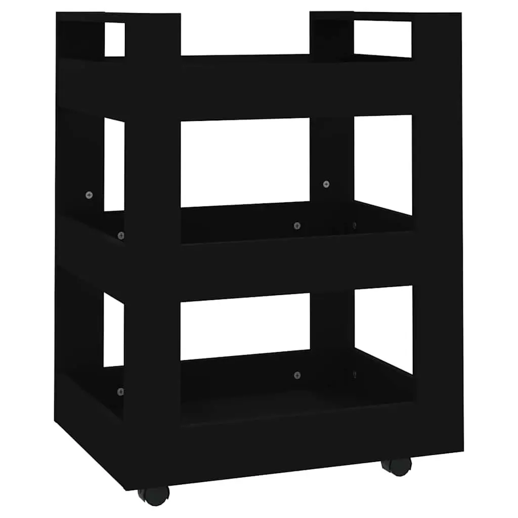 Kitchen Trolley 60x45x80 cm 3 Shelf Storage Cart with Wheels Black
