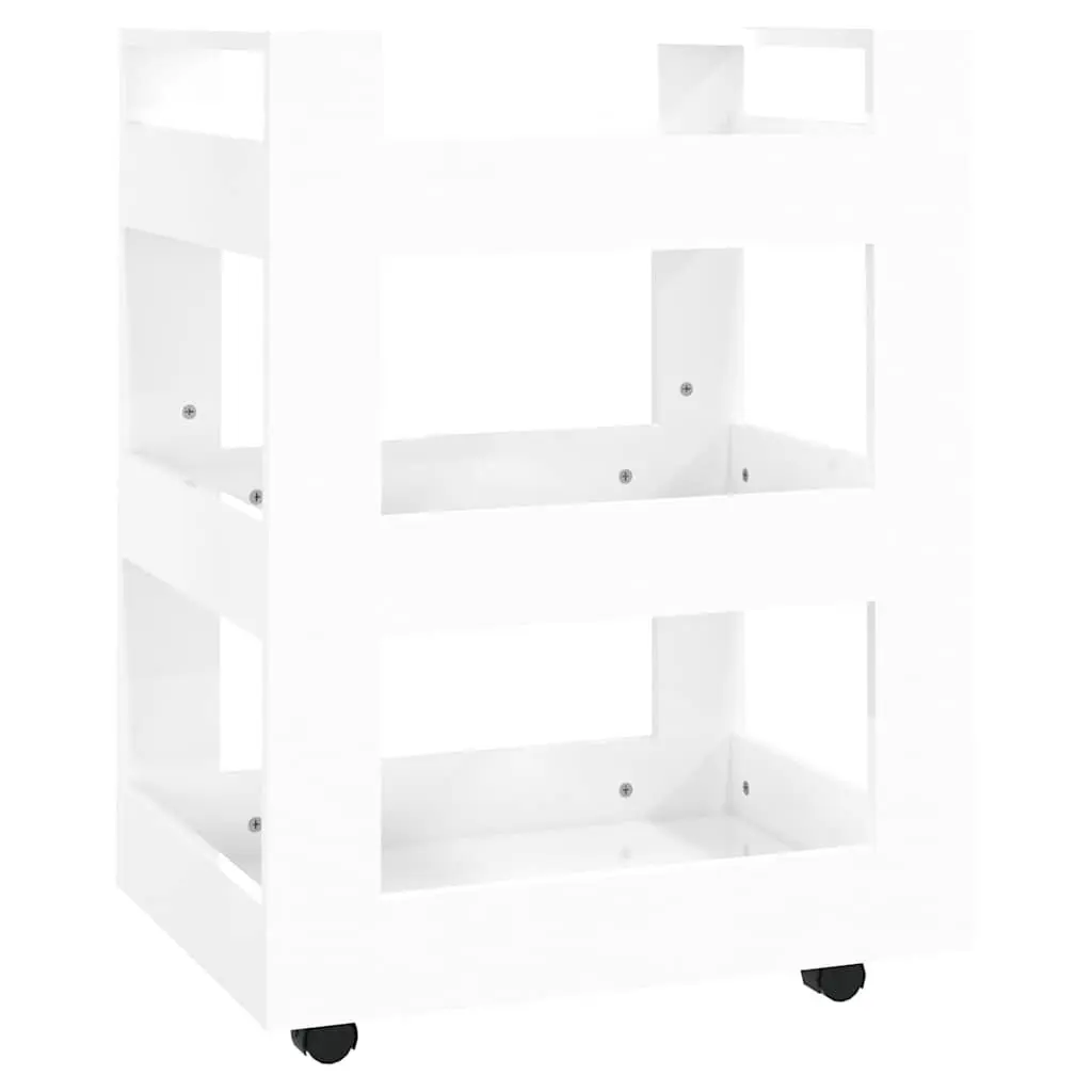 Kitchen Trolley White 60x45x80cm Engineered Wood 3 Shelf Mobile Serving Organiser