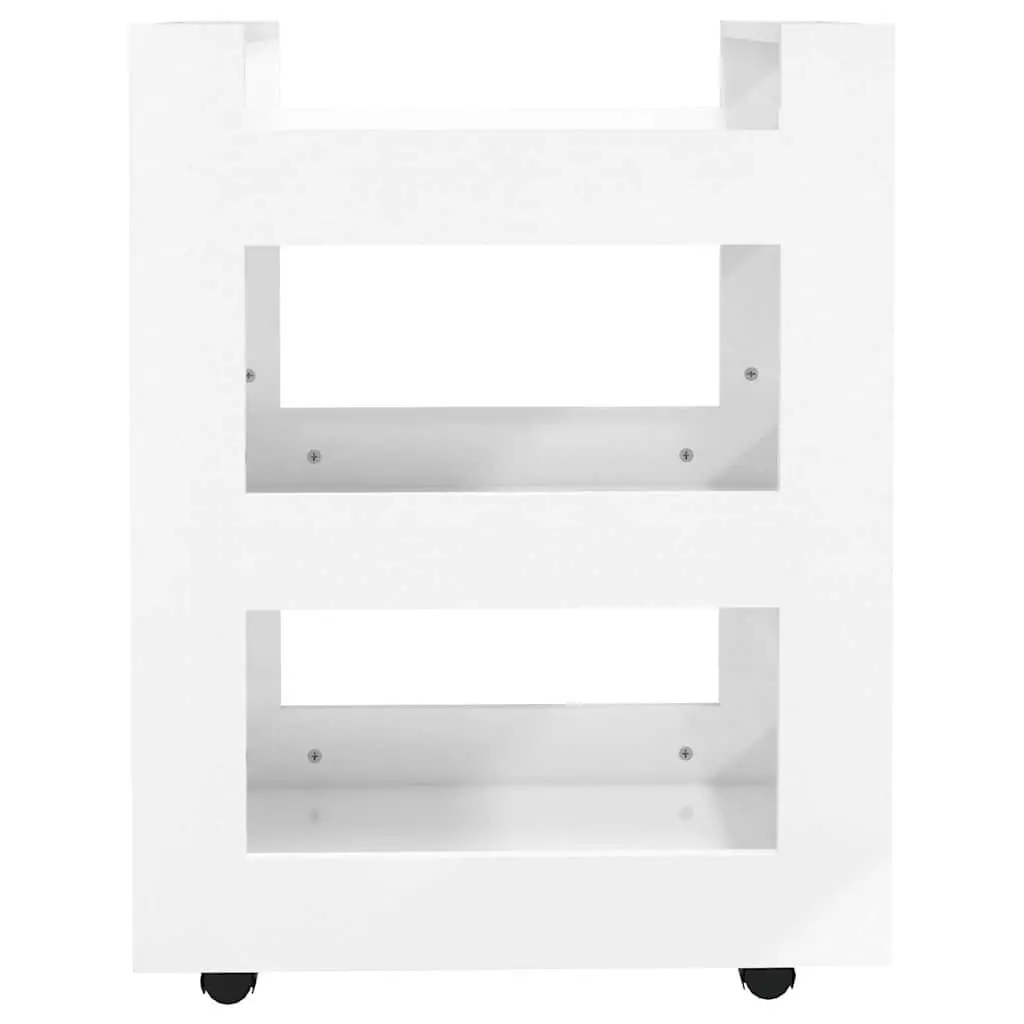 Kitchen Trolley White 60x45x80cm Engineered Wood 3 Shelf Mobile Serving Organiser