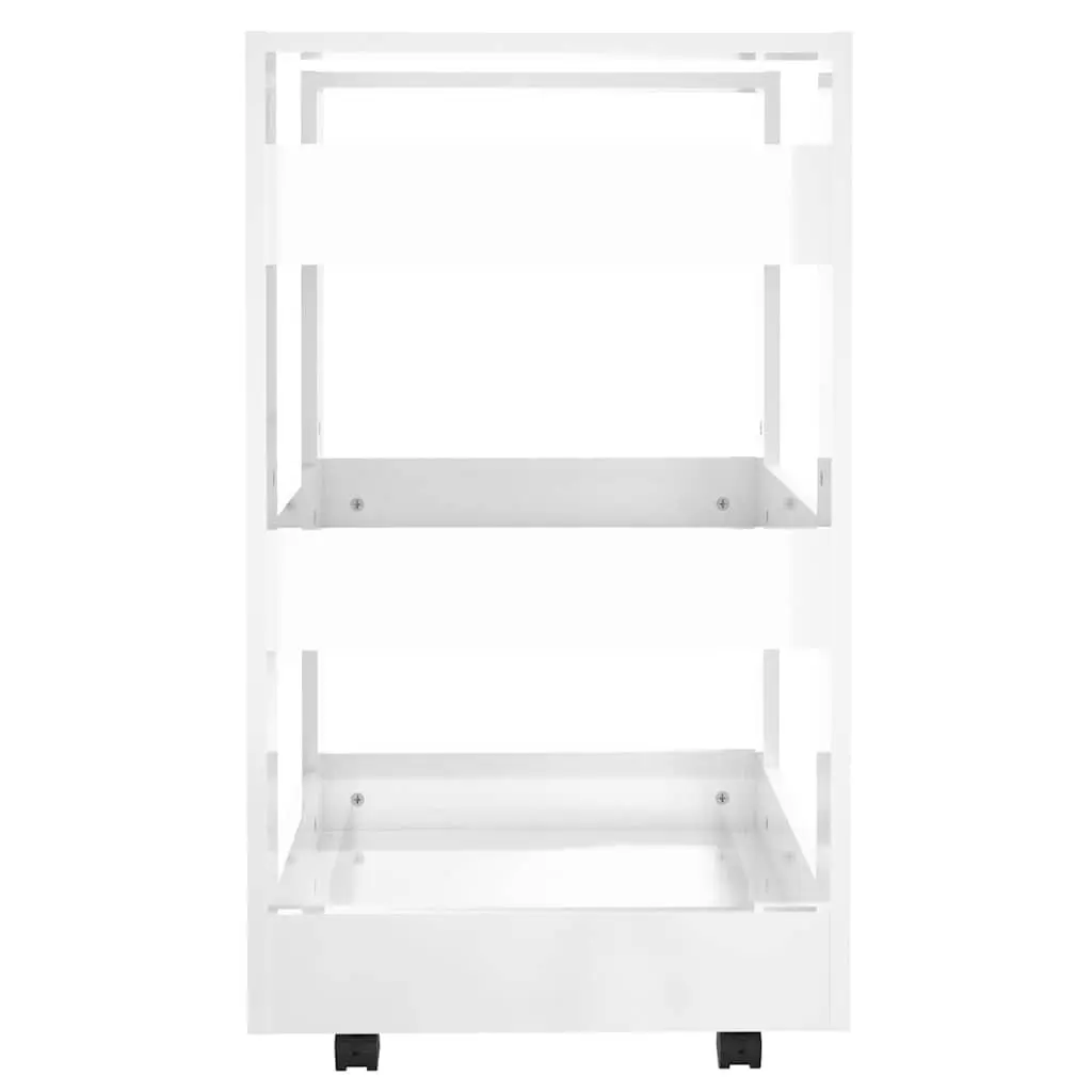 Kitchen Trolley White 60x45x80cm Engineered Wood 3 Shelf Mobile Serving Organiser