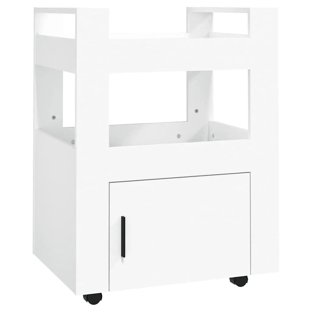 White Kitchen Trolley Storage Organizer with Wheels 60x45x80 cm
