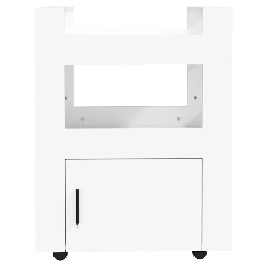 White Kitchen Trolley Storage Organizer with Wheels 60x45x80 cm