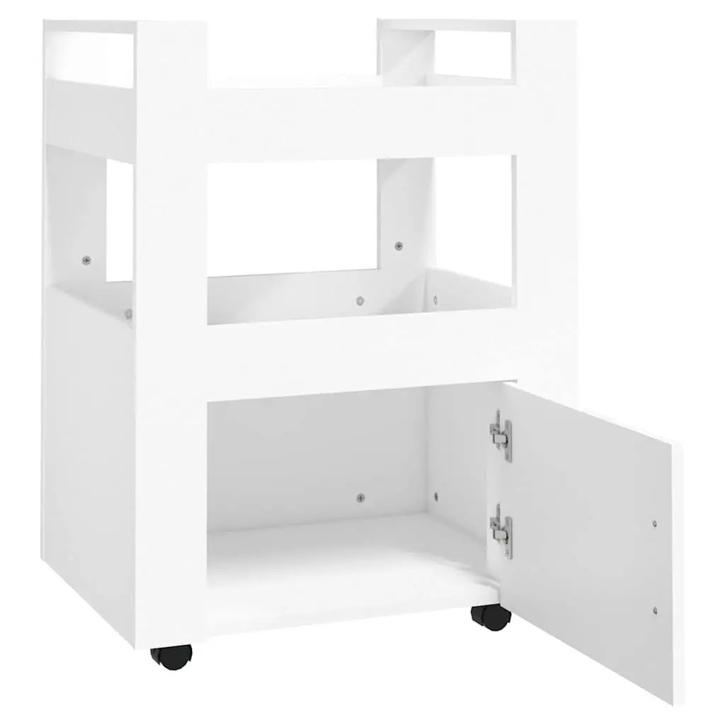 White Kitchen Trolley Storage Organizer with Wheels 60x45x80 cm