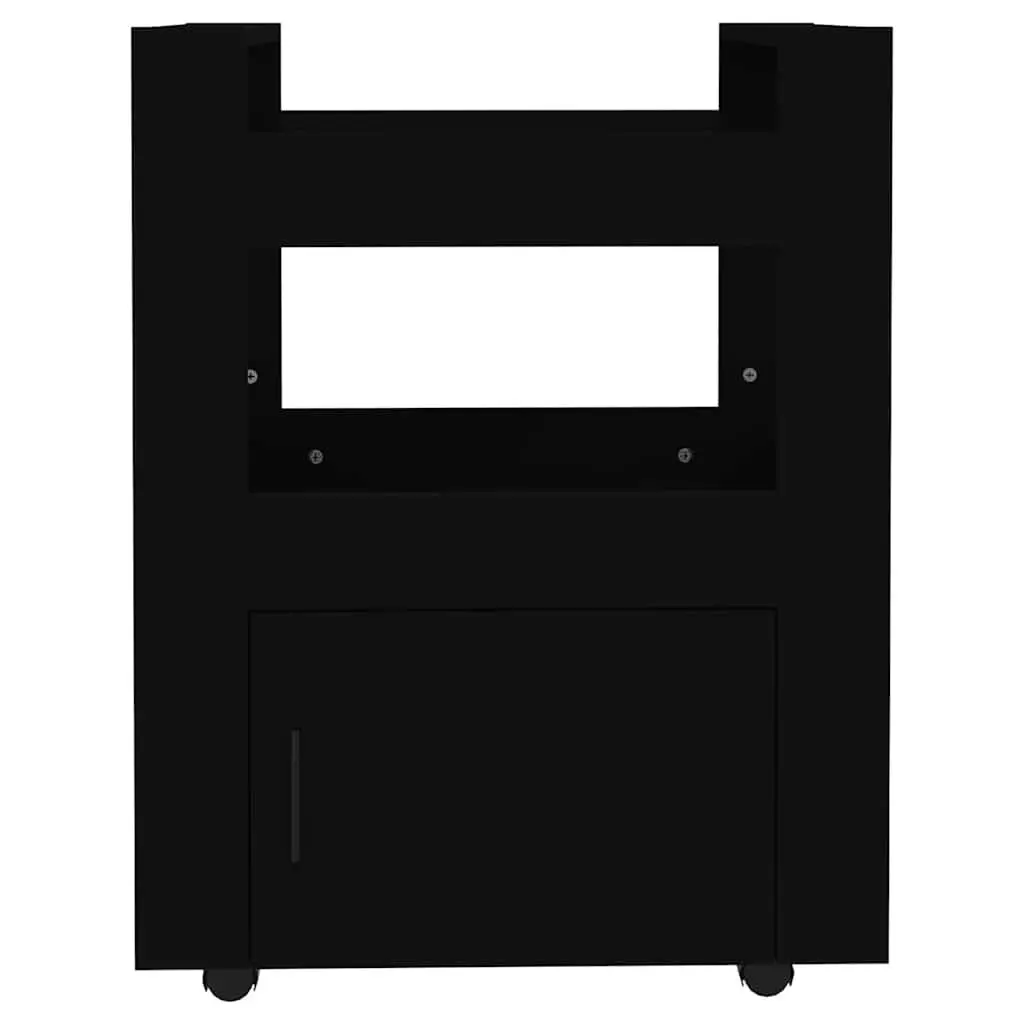 Black Kitchen Trolley with 2 Shelves and 1 Compartment