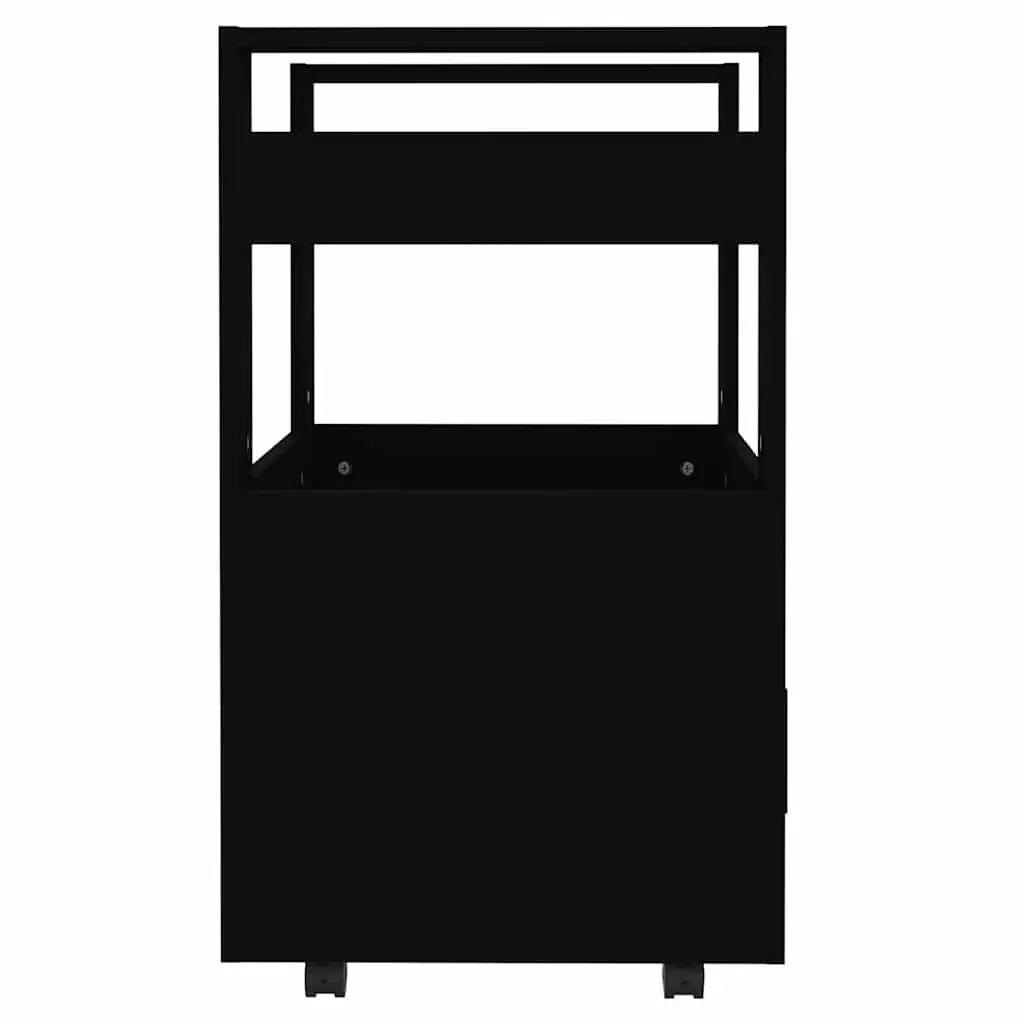 Black Kitchen Trolley with 2 Shelves and 1 Compartment