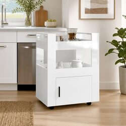Elegant White Kitchen Trolley Storage Cart 60x45x80cm