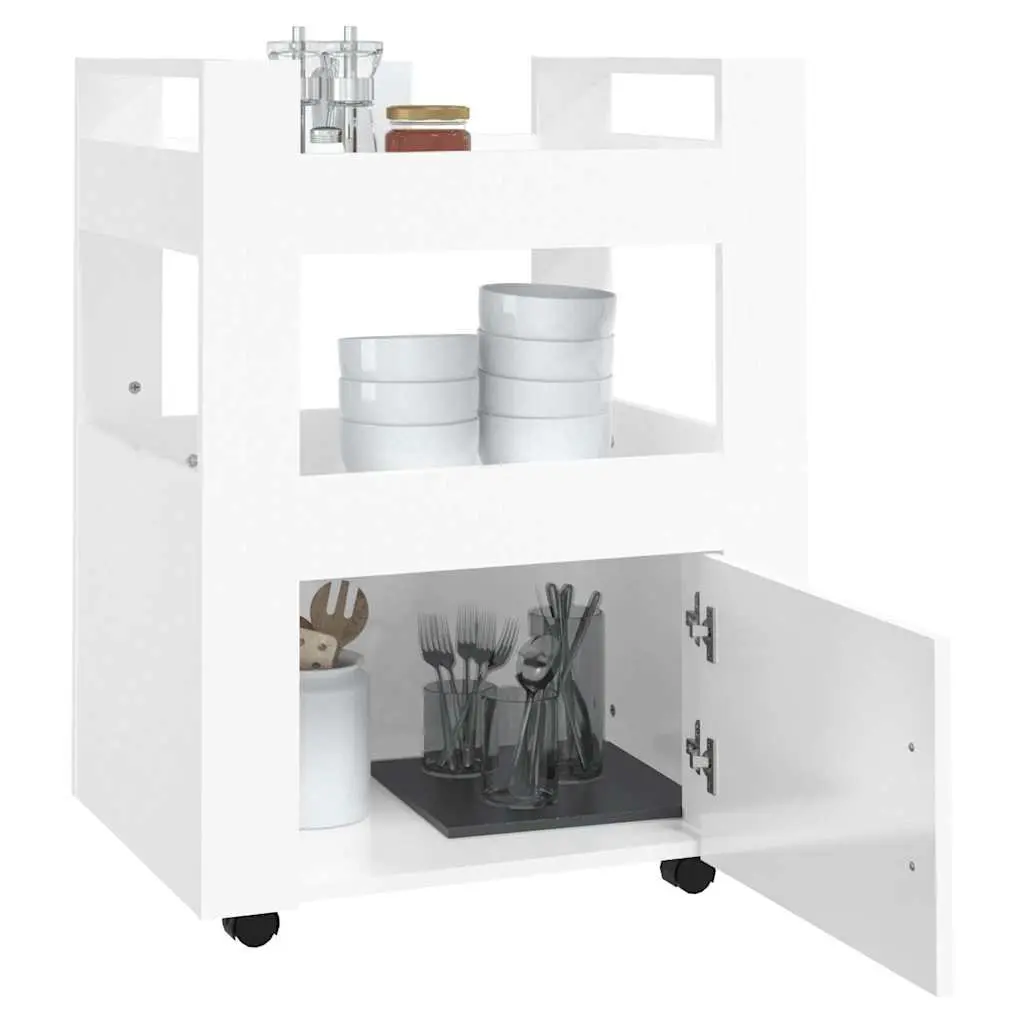 White Kitchen Trolley Storage Cart 60x45x80cm