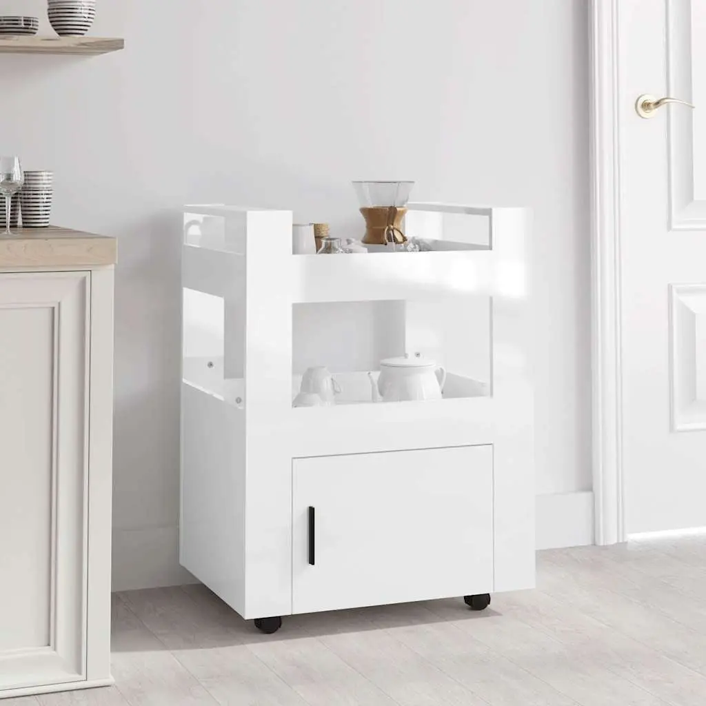 White Kitchen Trolley Storage Cart 60x45x80cm
