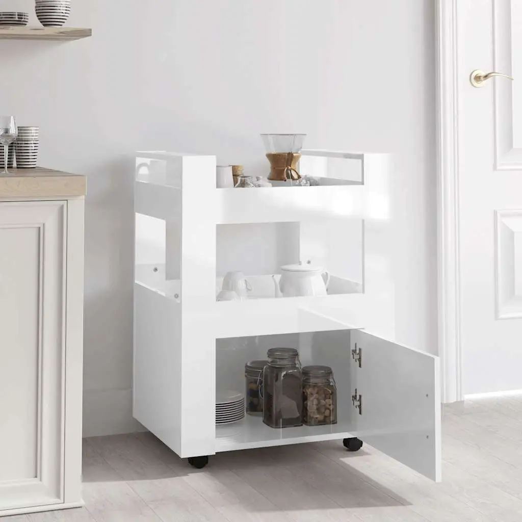 White Kitchen Trolley Storage Cart 60x45x80cm