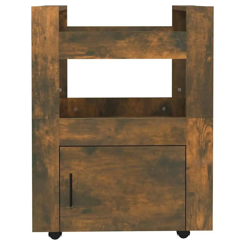 Kitchen Trolley Brown Engineered Wood 2 Shelves Mobile Storage Cart