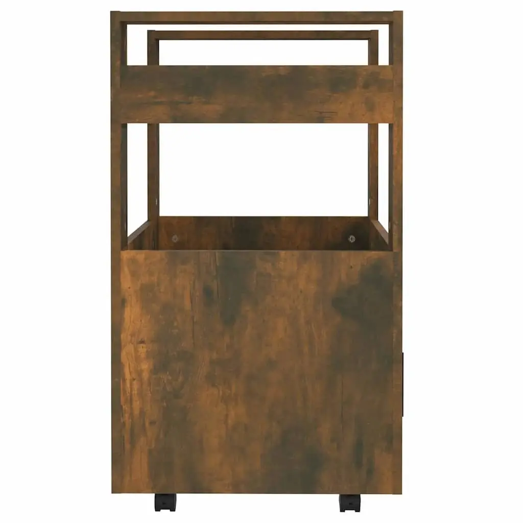 Kitchen Trolley Brown Engineered Wood 2 Shelves Mobile Storage Cart