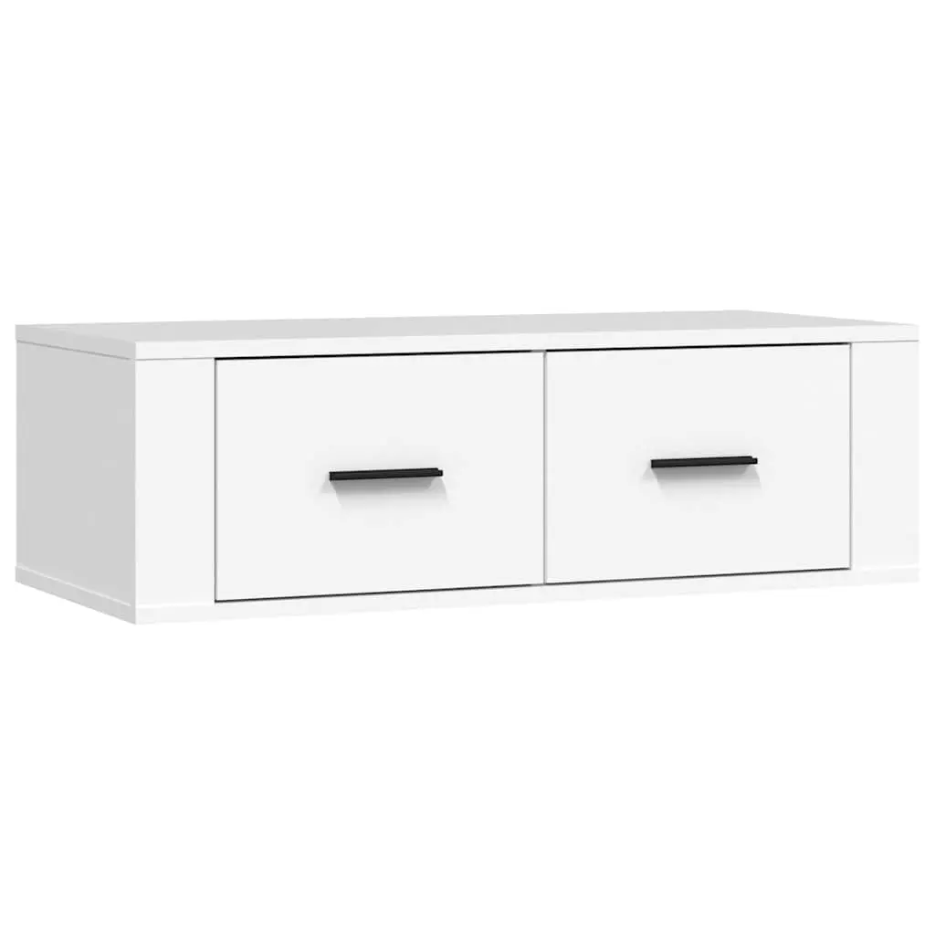 Hanging TV Cabinet White Wall-Mounted Media Storage Unit Engineered Wood 80 x 36 x 25 cm