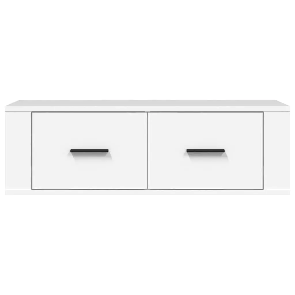 Hanging TV Cabinet White Wall-Mounted Media Storage Unit Engineered Wood 80 x 36 x 25 cm