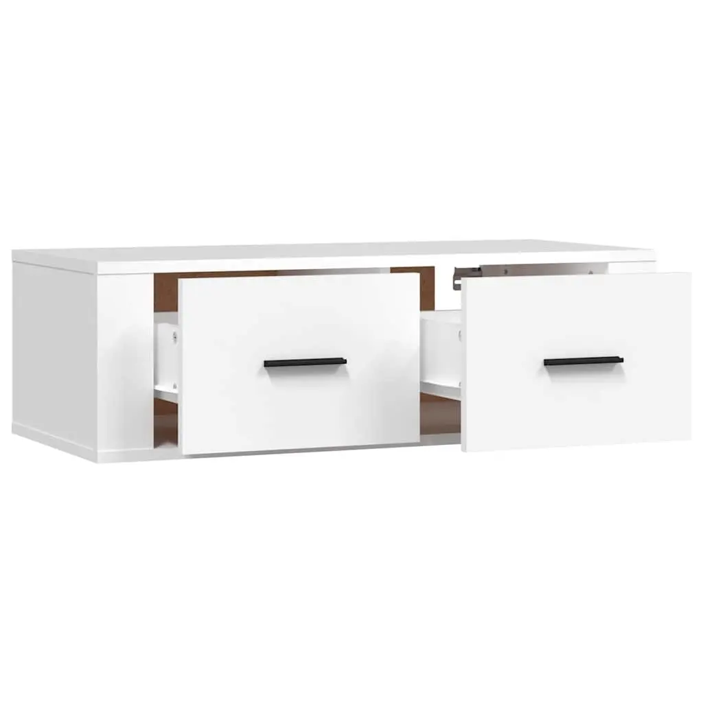 Hanging TV Cabinet White Wall-Mounted Media Storage Unit Engineered Wood 80 x 36 x 25 cm
