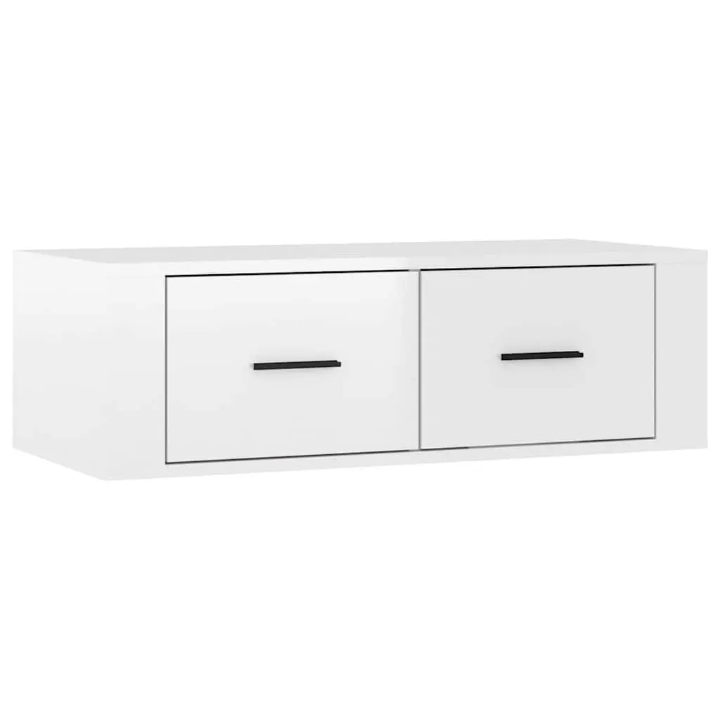 TV Cabinet Wall-Mounted White Storage Unit 80 x 36 x 25 cm Engineered Wood Drawers