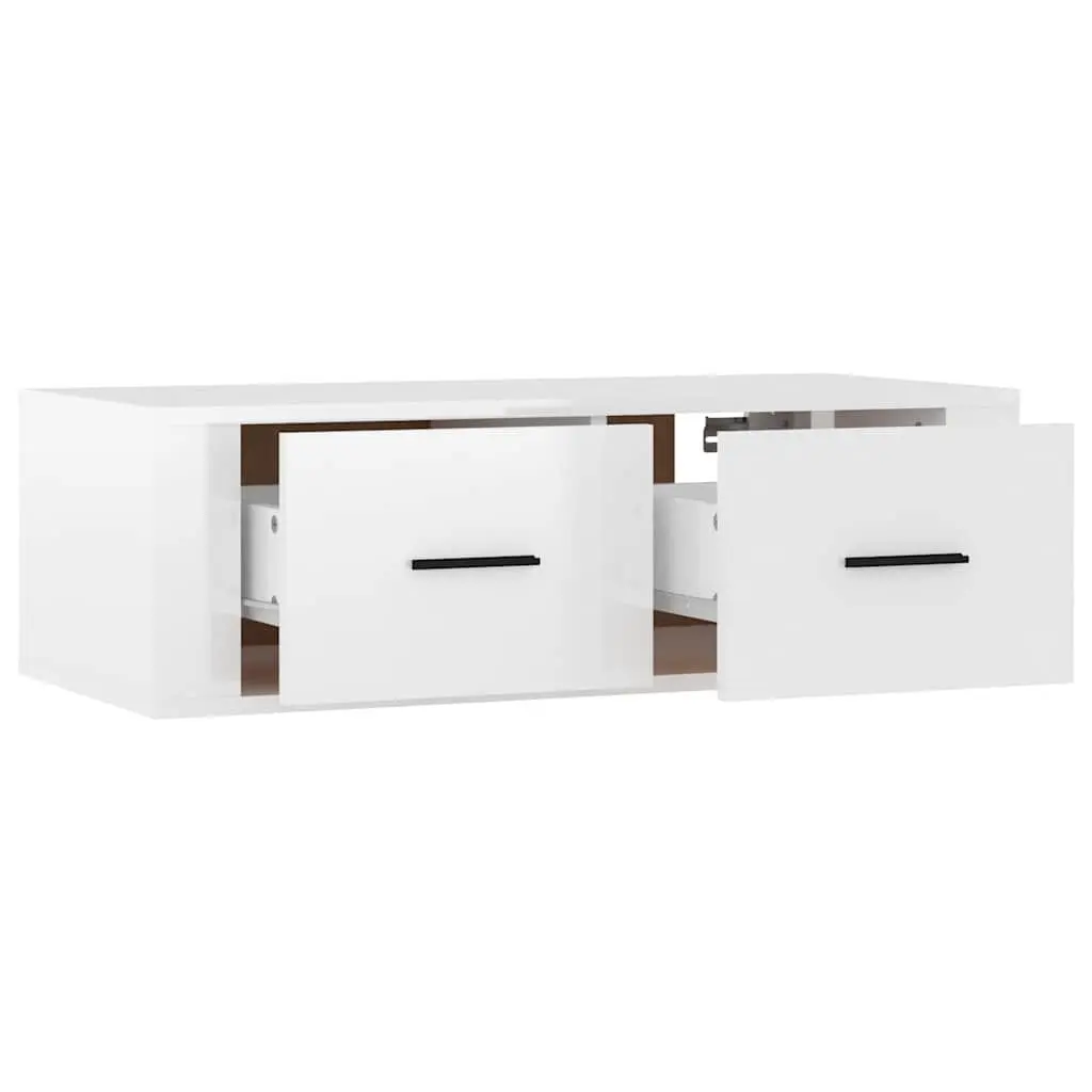 TV Cabinet Wall-Mounted White Storage Unit 80 x 36 x 25 cm Engineered Wood Drawers