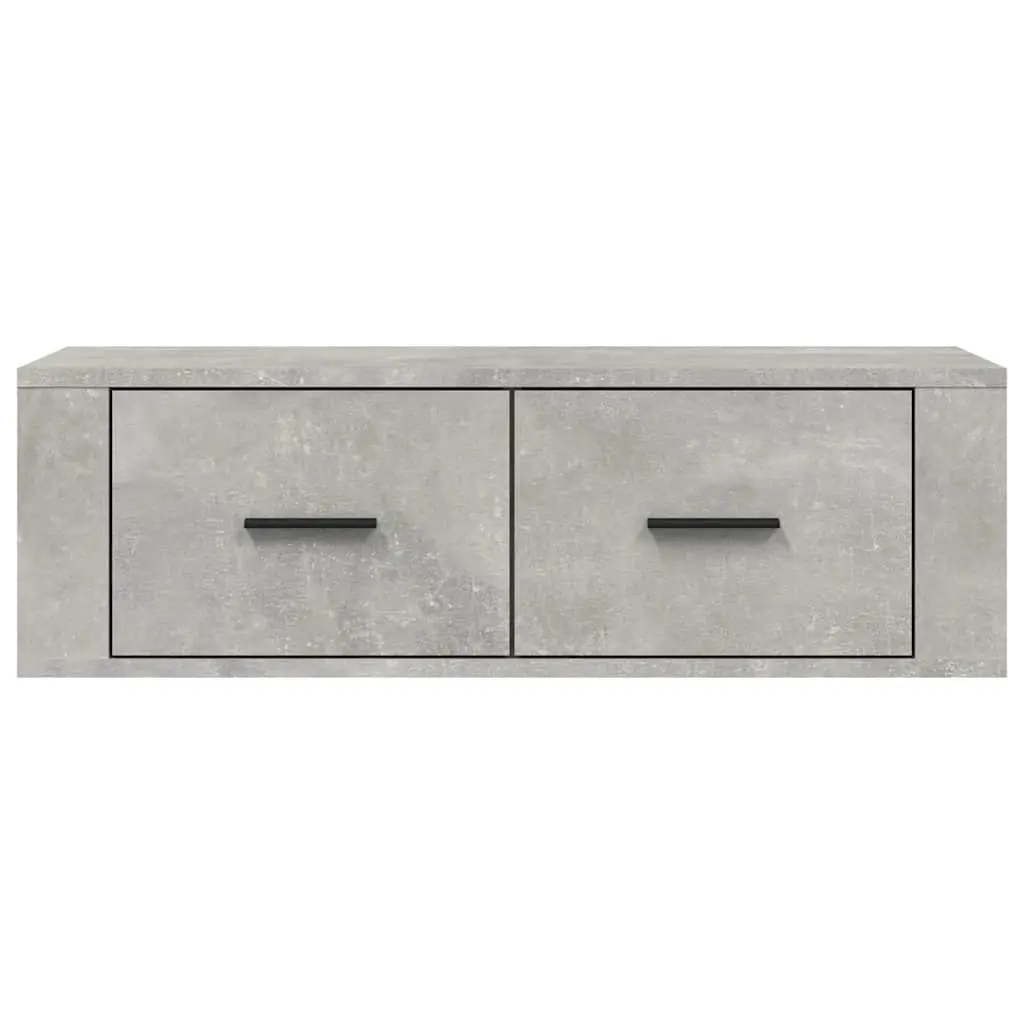 Hanging TV Cabinet Wall-Mounted Grey Engineered Wood Media Unit with 2 Storage Drawers