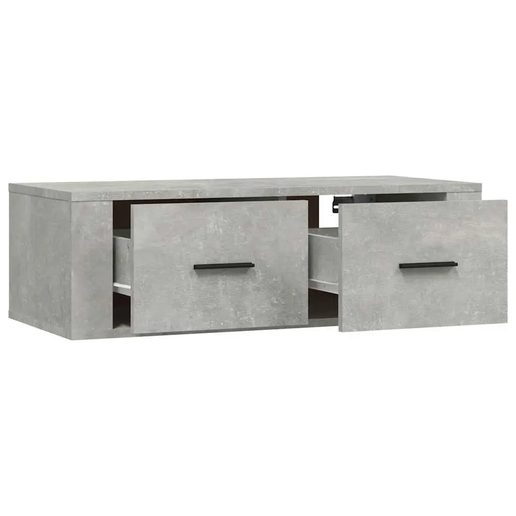 Hanging TV Cabinet Wall-Mounted Grey Engineered Wood Media Unit with 2 Storage Drawers