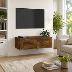 Elegant Wall-Mounted TV Cabinet in Brown Engineered Wood