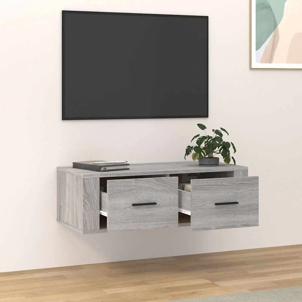 Hanging TV Cabinet Grey Sonoma Wall-Mounted Media Storage Unit Engineered Wood